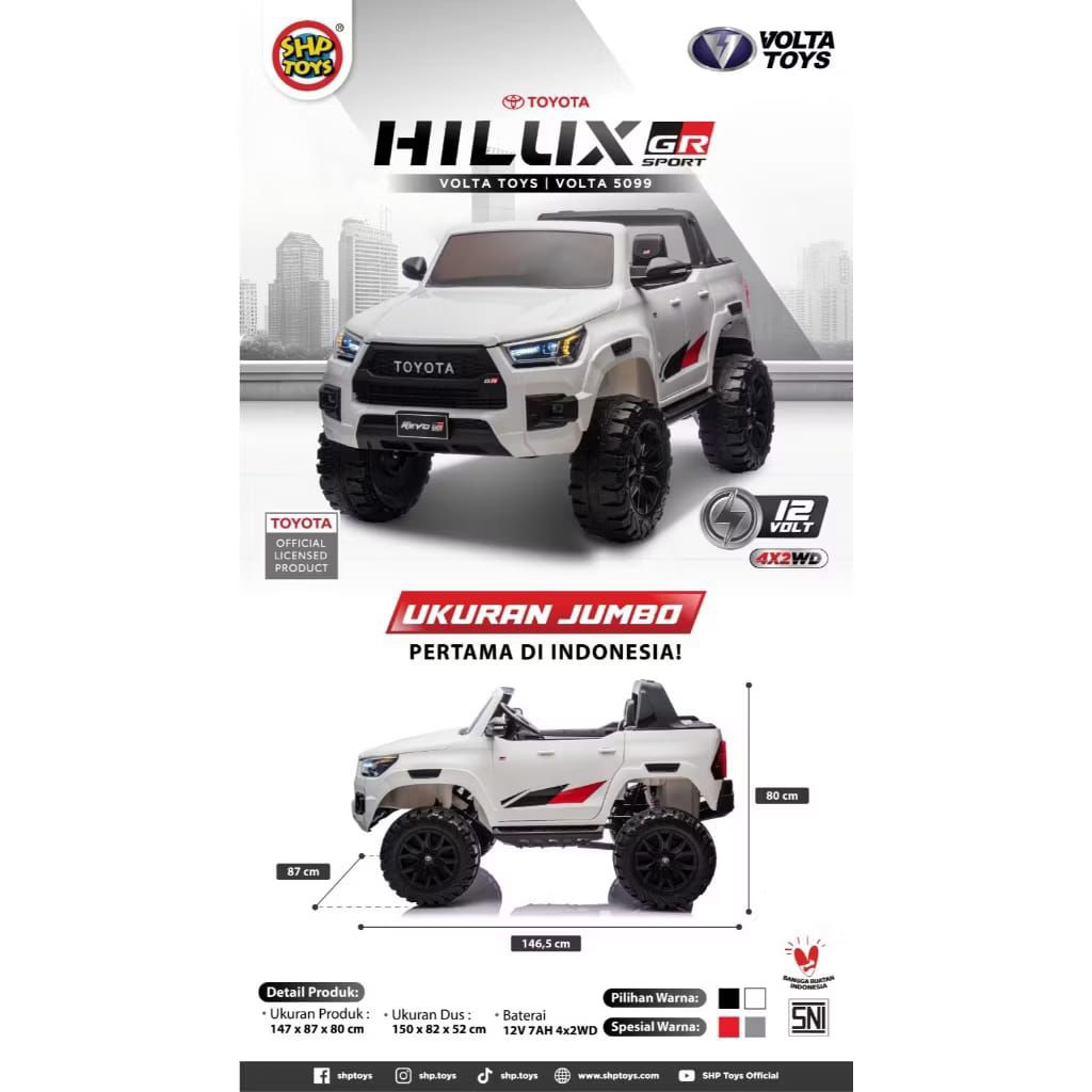 MOBIL AKI TOYOTA HILUX GR SPORT LISENSI VOLTA 5099 MOBIL AKI ANAK