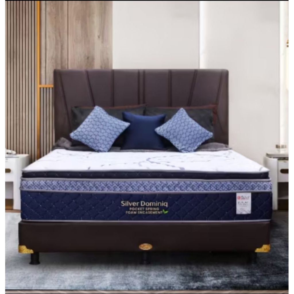 Central Bed Set kasur Spring Bed Silver Dominiq Plush Pillow Top Pocket / FULLSET CENTRAL PLUSHPILLO