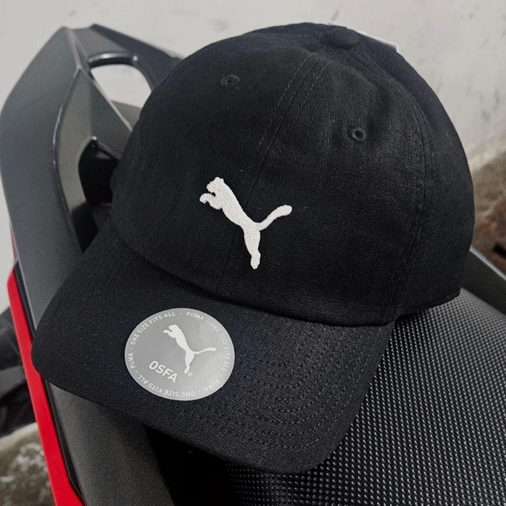 Topi Puma Essentials Dad Cap - Black/Topi Branded Hitam Unisex/Topi Hitam Pria Wanita/Topi Metal Cat