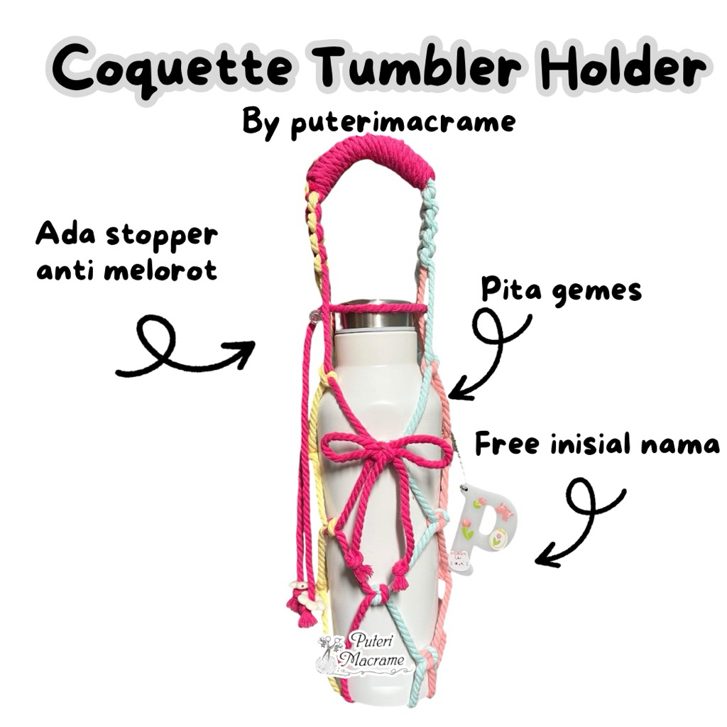 TERMURAH | Tumbler Holder Macrame Coqueette| Cup Holder Macrame | Strap Tumbler | Macrame Tumbler Ho