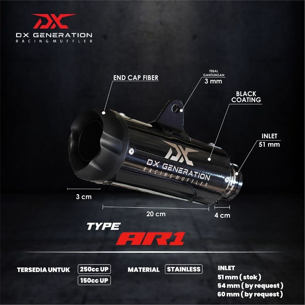 Knalpot ORIGINAL DX AR1 (FULL SYSTEM) R25, MT25, CBR 250R, CBR 250RR, Ninja 250 Karbu, Ninja 250 FI,