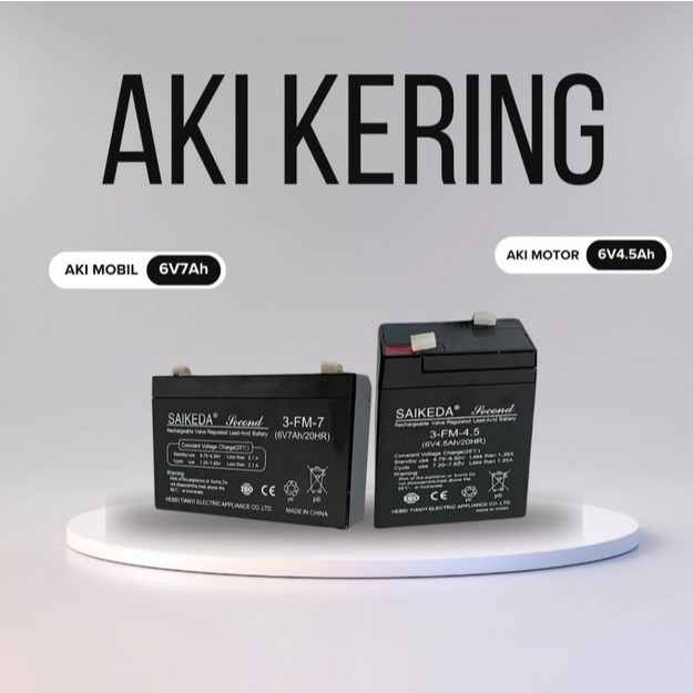 Aki Kering 6V7AH untuk Mainan Mobil Aki Motor AKI 6V-7AH 6V-4,5AH