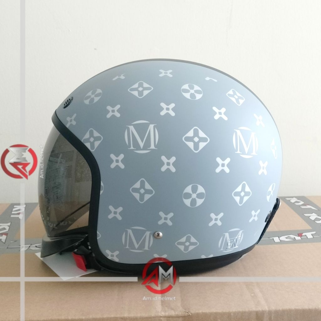 HELM MDS MAGNUM #3 GREY DOFF VISOR SMOKE HALF FACE RETRO