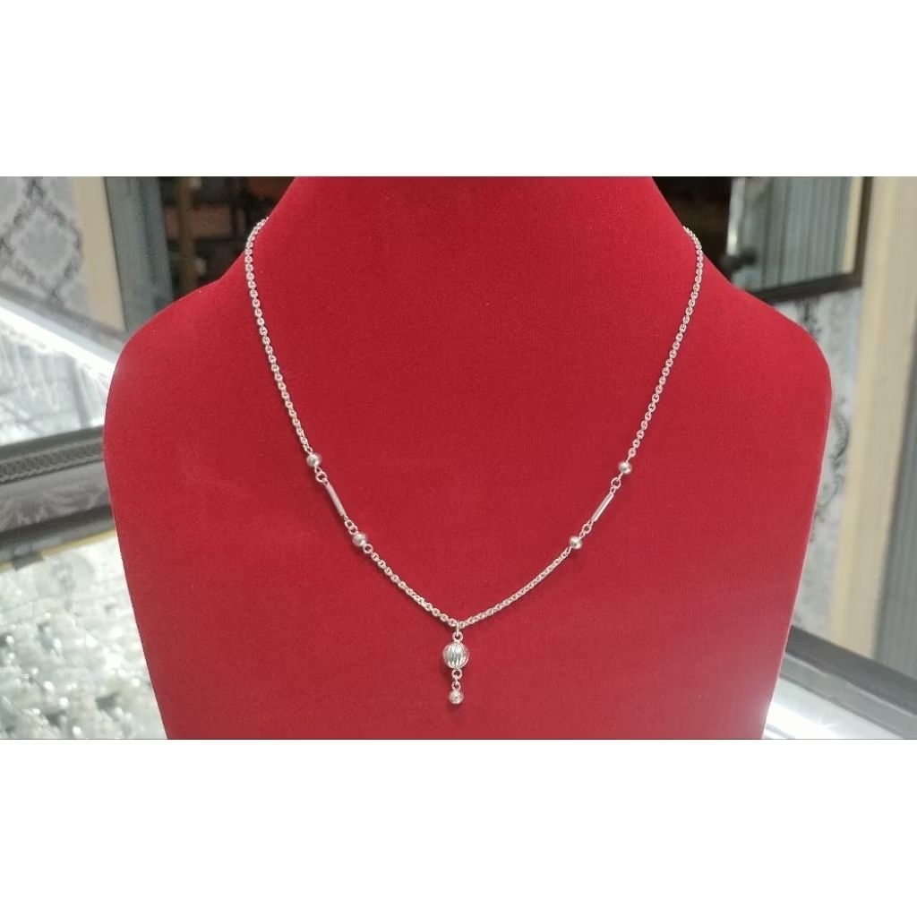 Kalung Perak Variasi Bola Bambu Dewasa