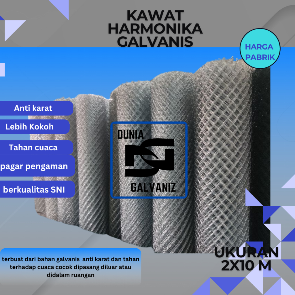 Kawat Harmonika Galvanis uk.2x10 meter tebal 2mm