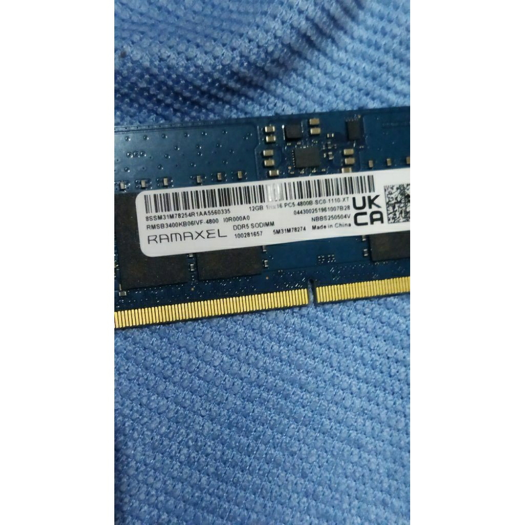 Ram DDR 5 SODIMM ramaxel 12 gb, 4800 MHz