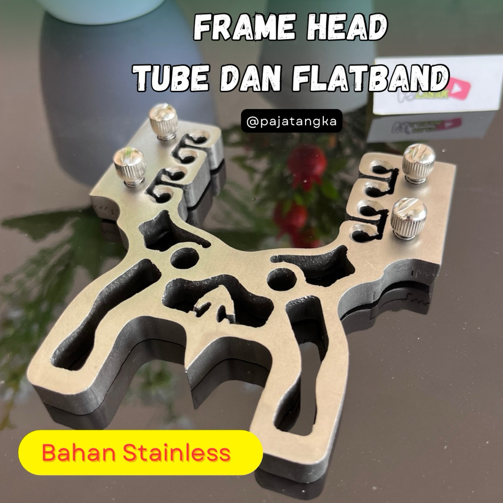 Frame Head Slingshot Stainless Steel Motif Anjing – Ketapel Premium Bisa Pakai Karet Tube & Flatband