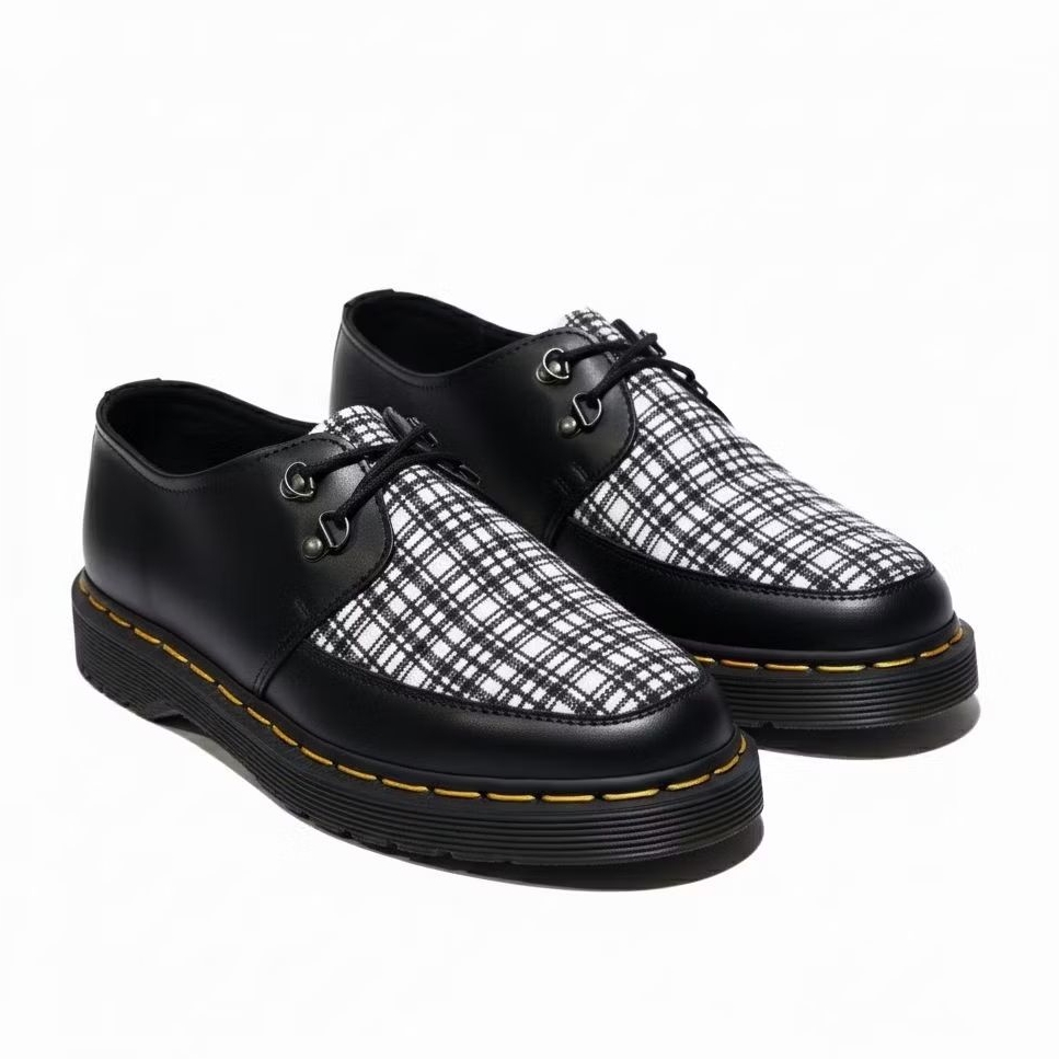 Sepatu Docmart Skena Pria Oxford Kerja Kantor Motif Tartan