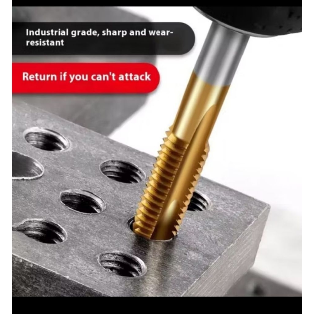 Tap mesin HSSE H2 coating kuning M10x1.5 / M12x1.75 / M14x2.0 / M16x2.0  tap drat kasar industri  PO