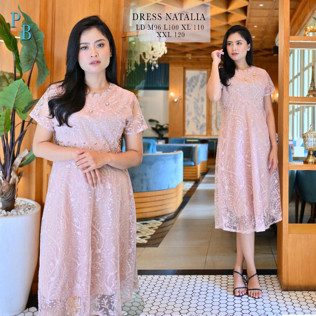 Midi Dress Bahan Tille Mewah Terbaru 2025 Gaun Pesta Tahun Baru Anggun untuk Kondangan Acara Formal 