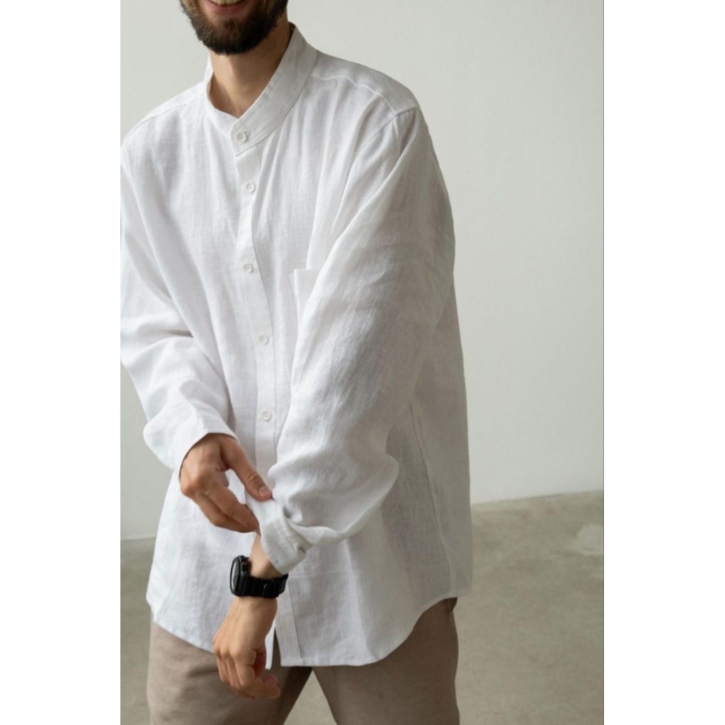 kemeja Koko Casual Linen Pria Kerah Changi |