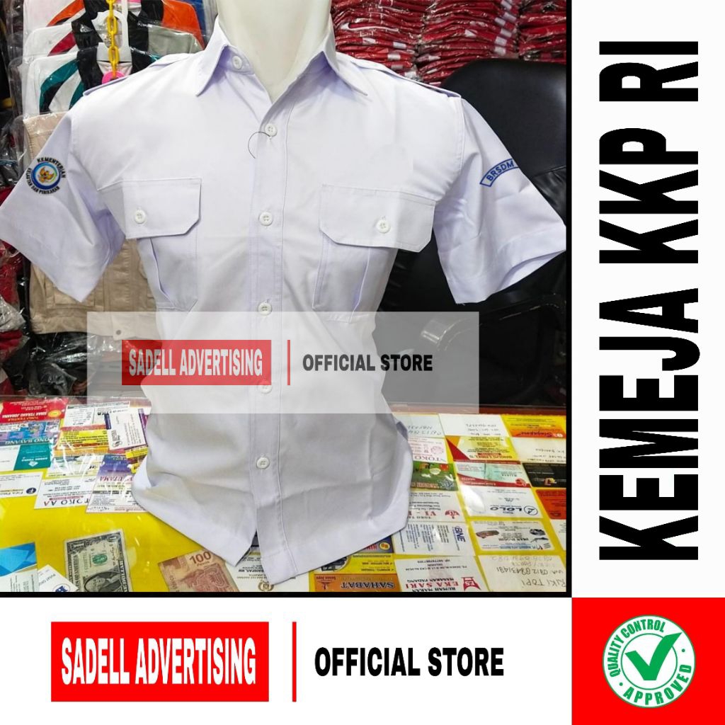 Kemeja KKP RI Seragam Kementerian KKP RI Baju Kementerian KKP RI Putih PDH Lengan Pendek Pria Bordir
