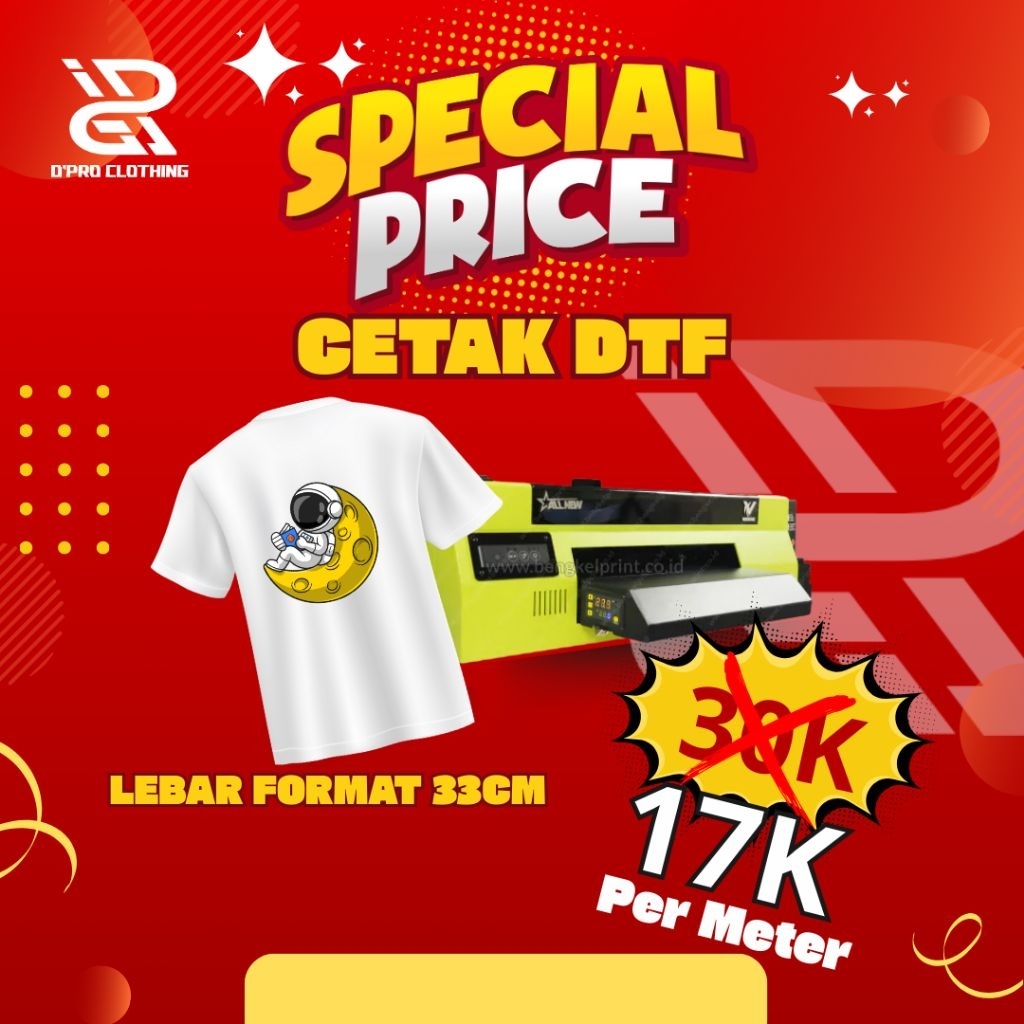 Jasa Print DTF 33cm Murah | Cetak DTF Per Meter | Sablon DTF