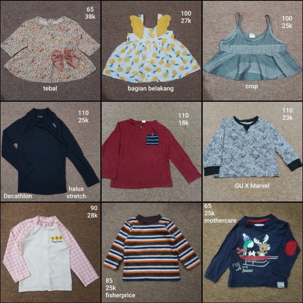 Atasan OTW Anak Cowo Cewe 0-4 Tahun Mix Brand & No Brand Unisex Laki-laki Perempuan Baju Kaos, Vest 