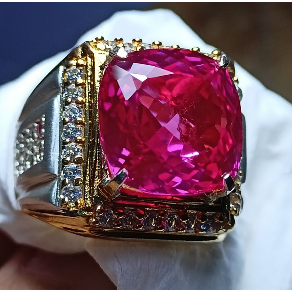 CINCIN BATU PERMATA RUBY PINK ROSE  BANGKOK  KEKERASAN 9 SKALA MONS FULL DS