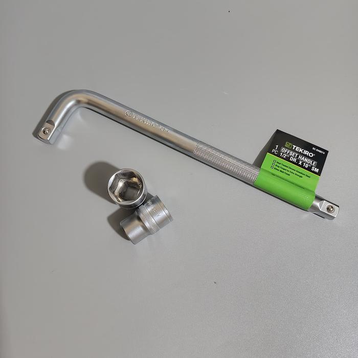 Paket Gagang Kunci Shock L Tekiro Offset Handle Sok 1/2 Inch + Mata Sock 19-22-24 Mm/ Kunci Cvt Mati