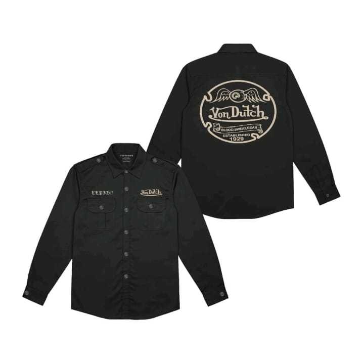 Elpizo Apparel Workshirt VON DUTCH Kemeja Kerja Lengan Panjang Unisex Pdh Distro Baju Pria dan Wanit