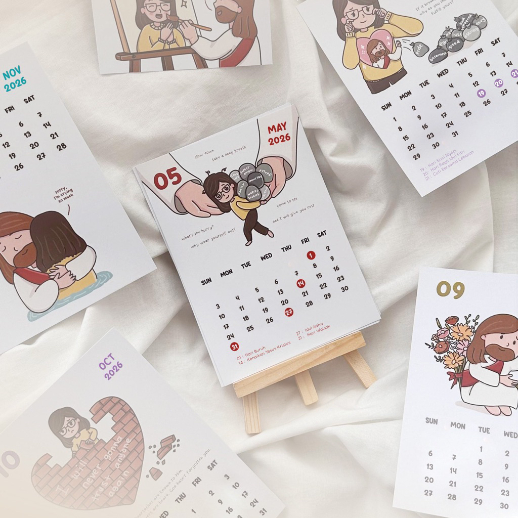 Acrylic Christian Calendar Planner 2026| Kalender Meja Aesthetic ala Korea | Calendar Unik Wall Plan