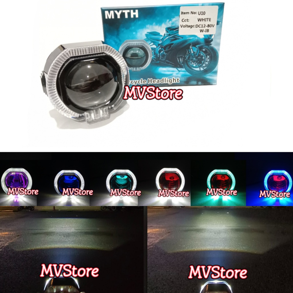 Lampu Projie Biled 2.5 Inch MYTH Body Hitam Cahya Putih Lampu Utama Motor Projie Biled 2.5 Inch