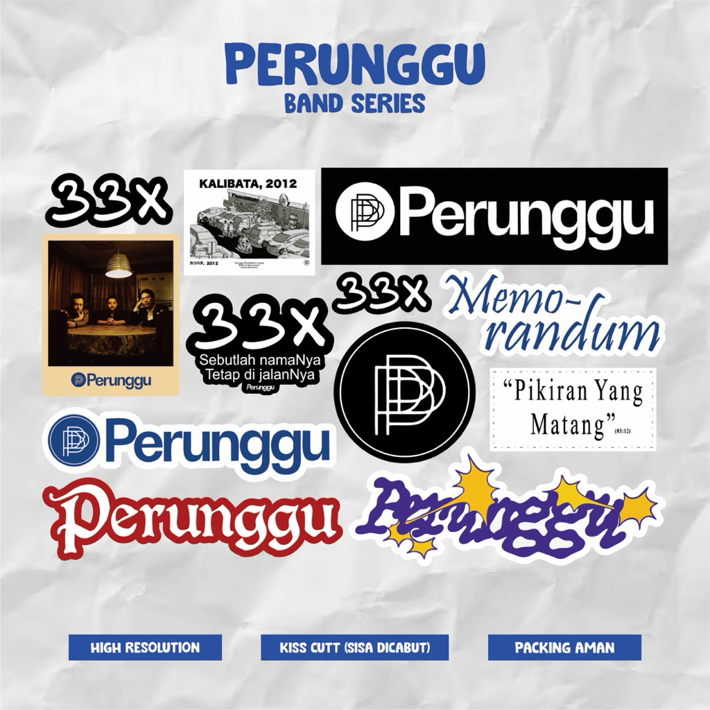 STIKER BAND PERUNGGU 12 PCS STIKER BAND INDIE HINDIA FEAST PERUNGGU KEREN AESTHETIC BUAT HELM CASE H