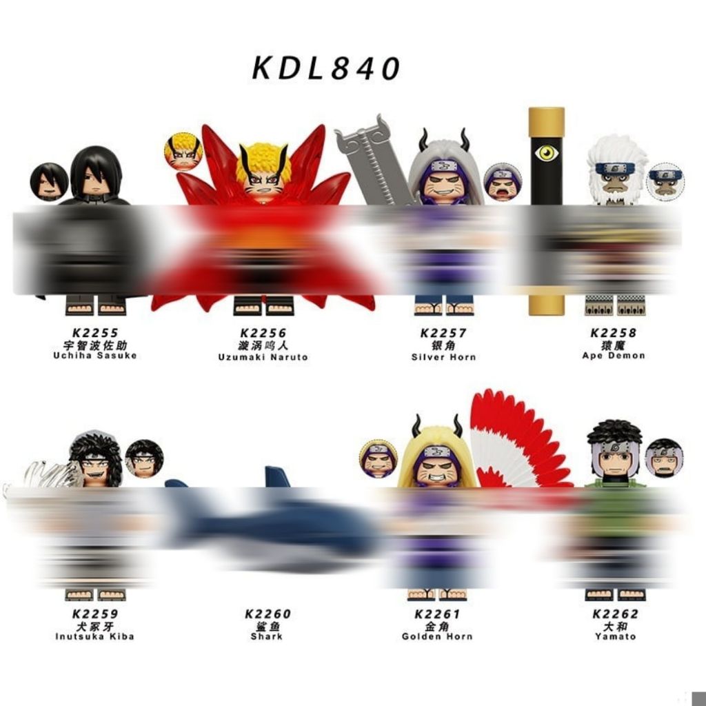 Mainan Anak Naruto Sasuke Ginkaku Kinkaku Enma Kiba Shark Yamato KDL840 - Action Figure Brick