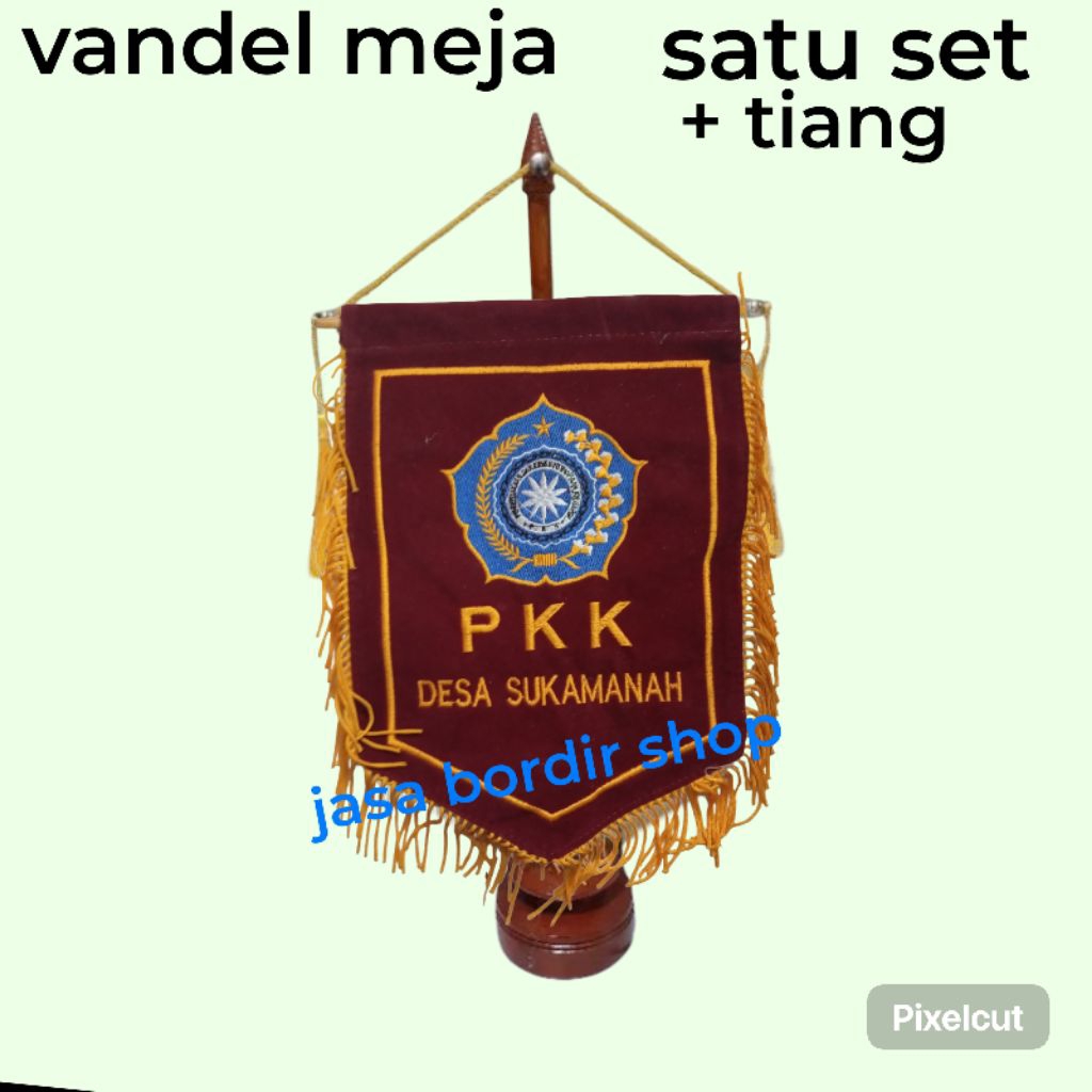 vandel meja bordir logo pkk custom bordir nama daerah