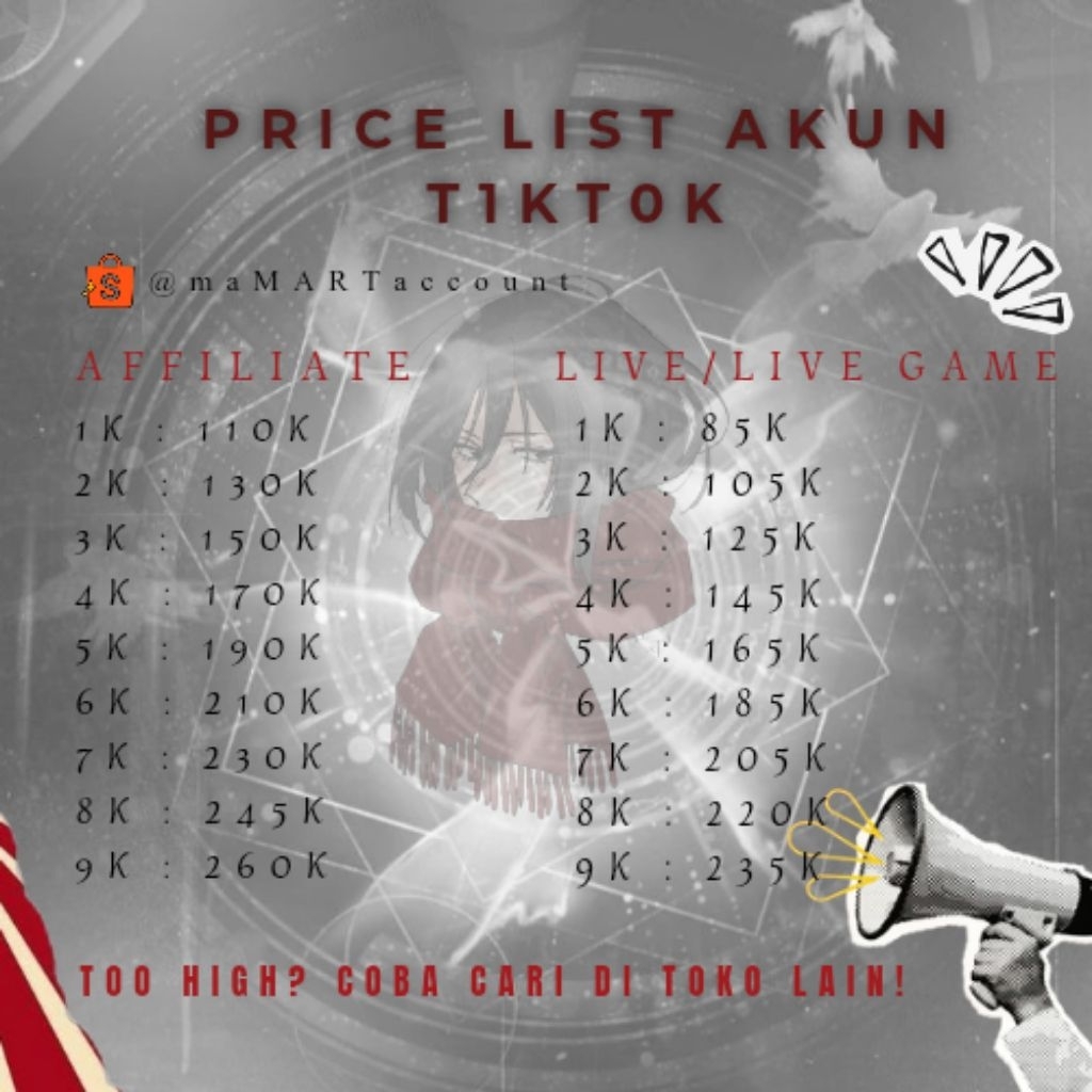 AKUN TIKTOK AFFILIATE - LIVE - LIVE GAMING - LIVE STUDIO FOLLOWERS ASLI/AKTIF(NO SUNTIK), ANTI HACKB