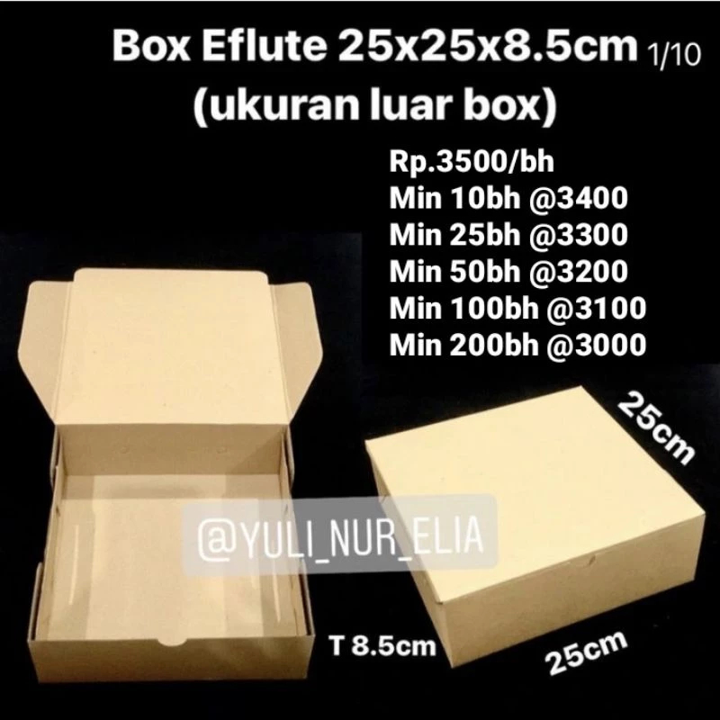 Box Eflute 25x25x8.5cm (ukuran luar box)
