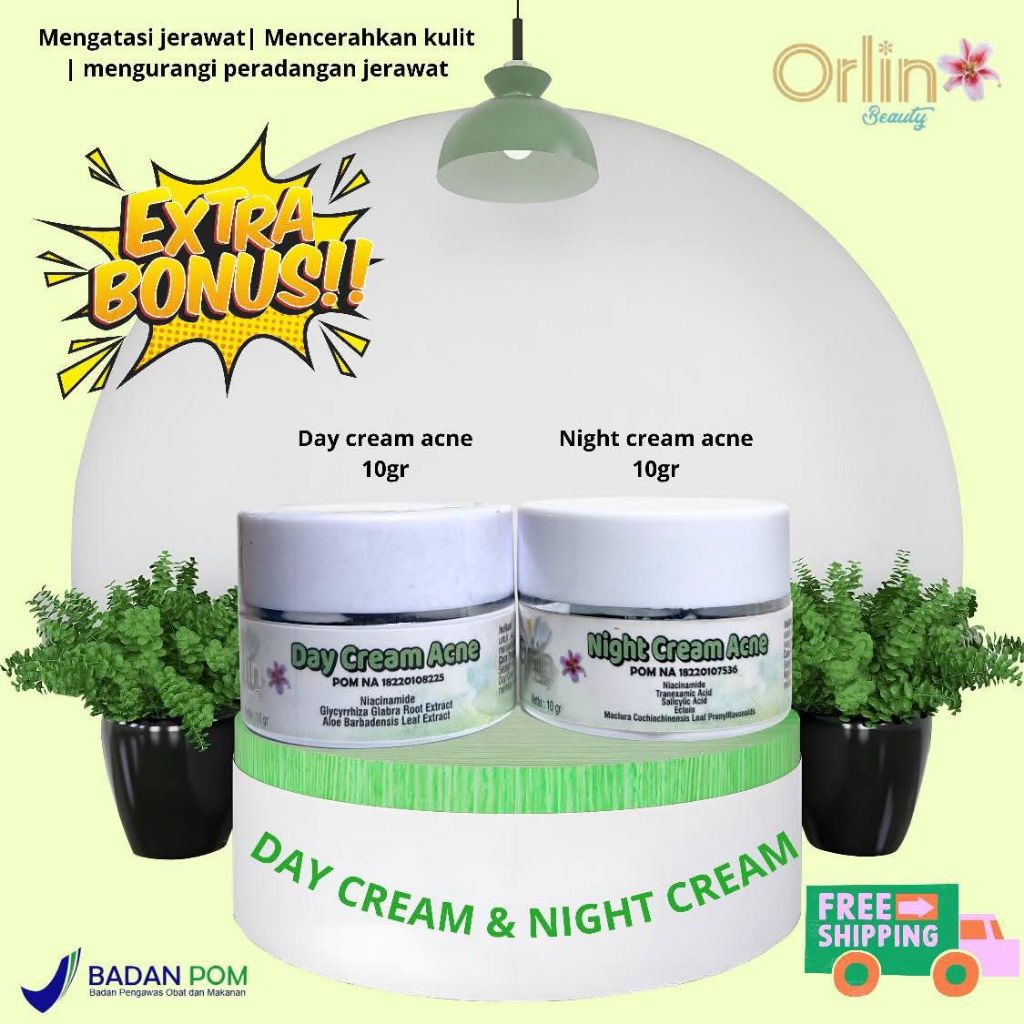 Cream Day &  Cream Night/Paket /Acne /Glowing/Buat Jerawat/Aman Bumil & Busui/Bpom