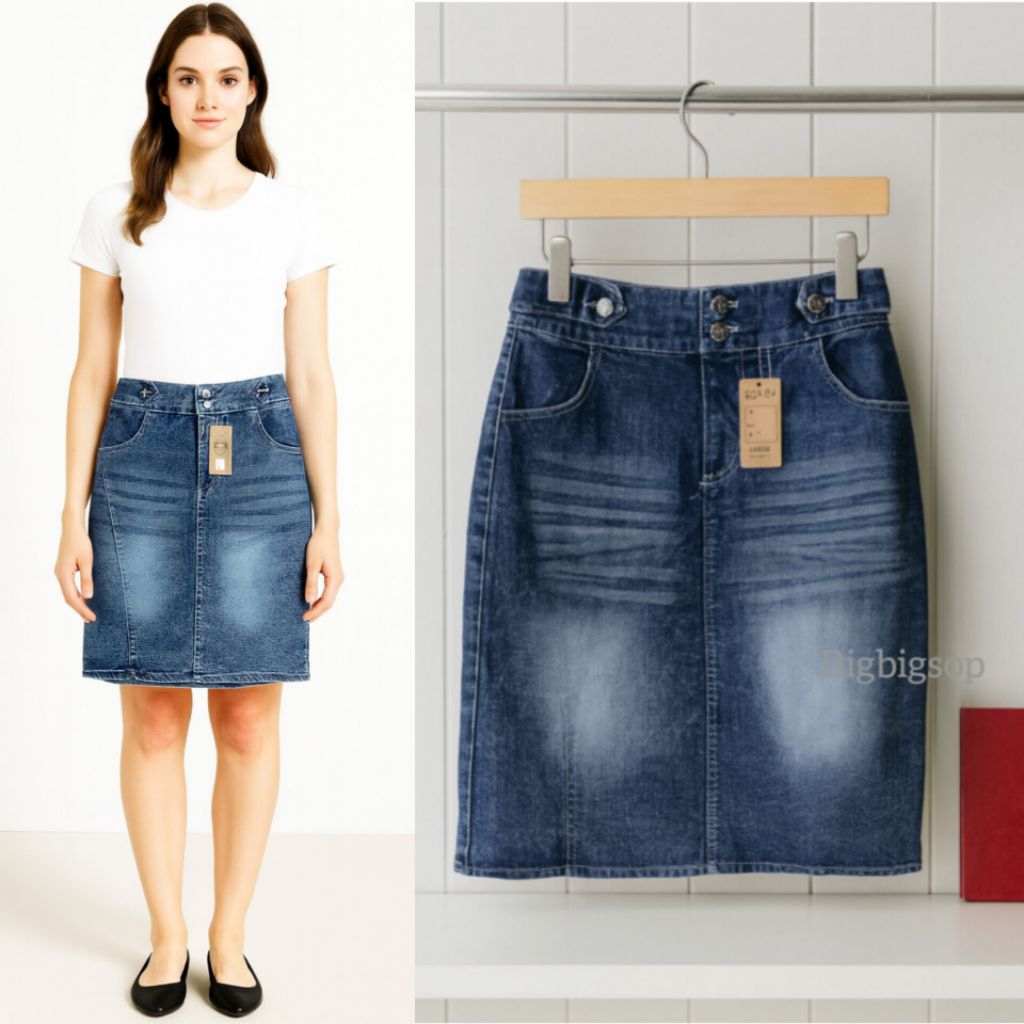 ROK JEANS SPAN SKODER KANCING 2,ROK SPAN WASH WHISKER JUMBO,ROK SPAN PENDEK DI ATAS LUTUT PREMIUM.UK