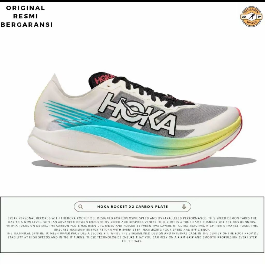 Hoka rocket x2 Unisex running white Multi Carbon plate original