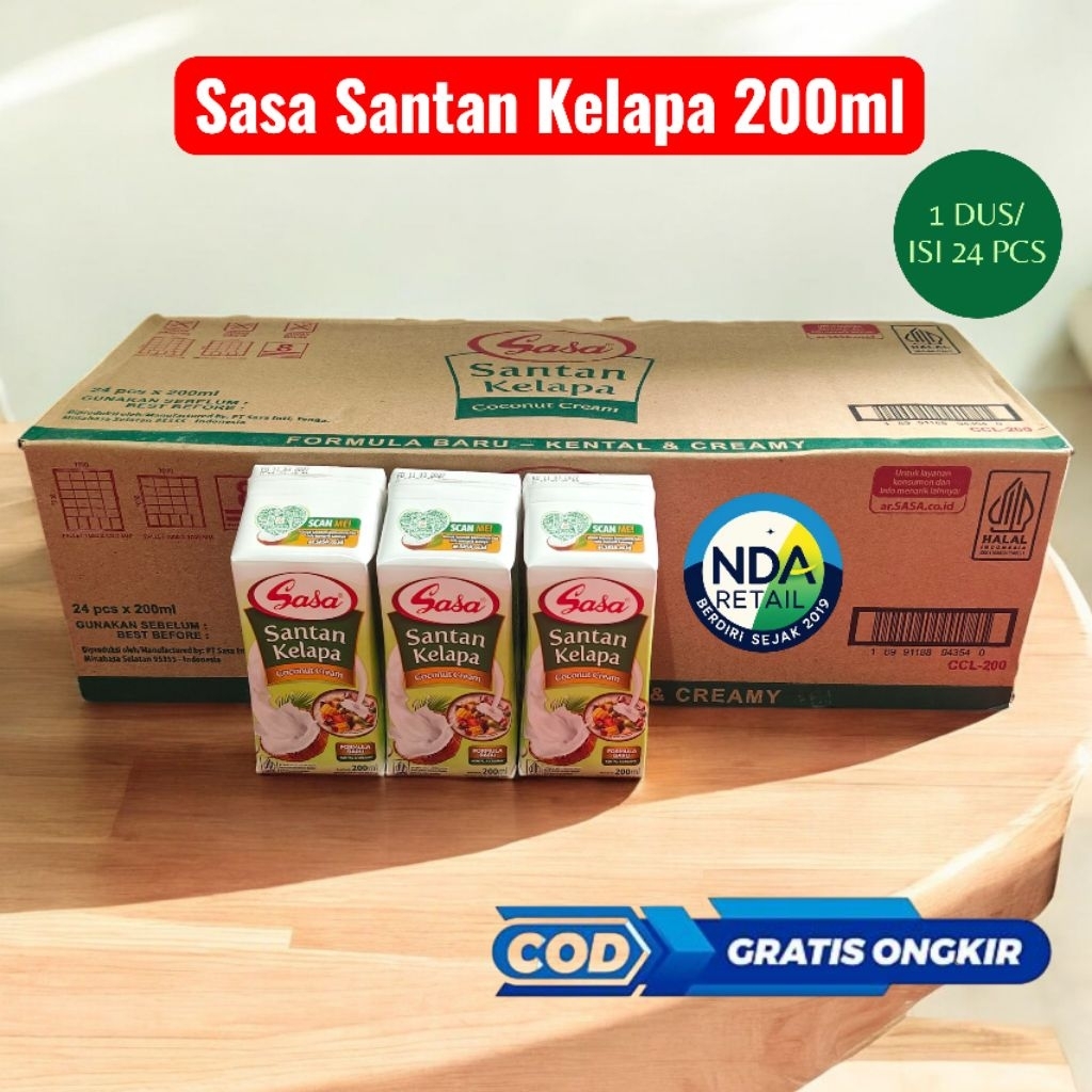 ( 1 DUS ) Sasa Santan Kelapa Cair 200ml x 24 pcs