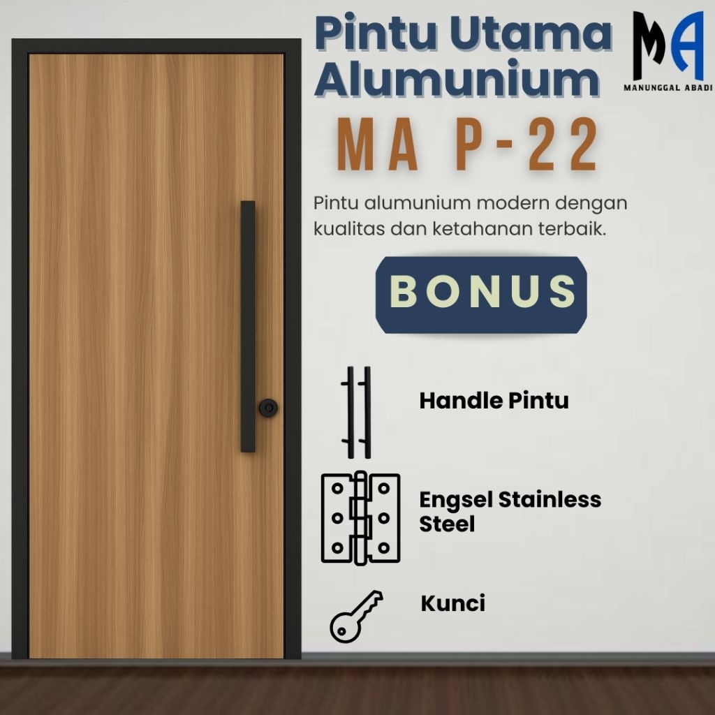 Pintu Aluminium Finishing HPL Motif Serat Kayu