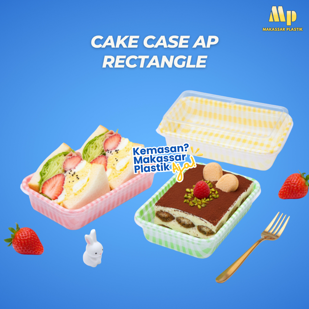 CAKE CASE AP PERSEGI GINGHAM / BOX MIKA GINGHAM PERSEGI / MIKA KOREA CAKE CASE @25 PCS