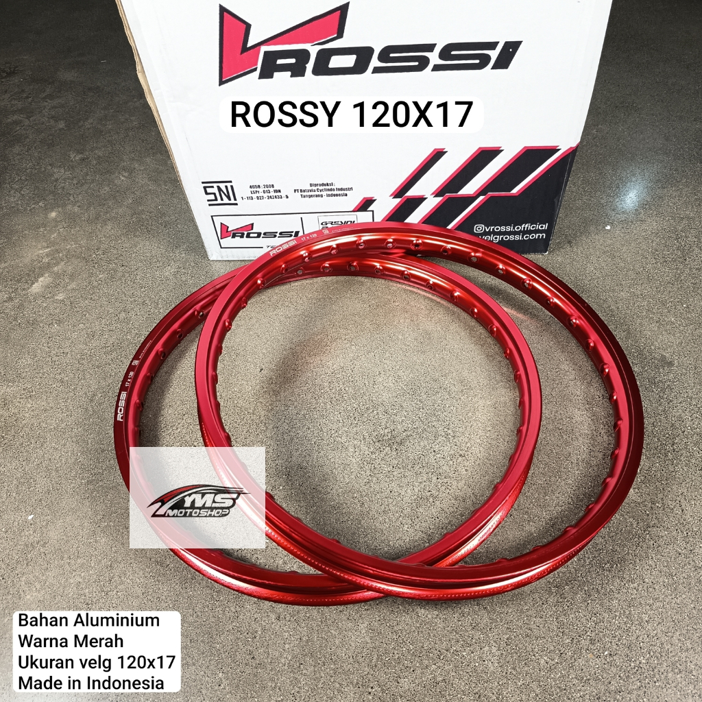 ROSSY ROSSI VELG UKURAN 120; 160; 185; 215; 250; 350 RING 17 WARNA MERAH HARGA SATUAN