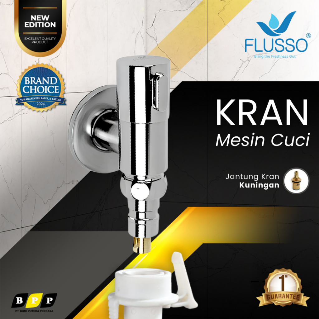 Kran Air Mesin Cuci Otomatis Drat 1/2 Keran Masuk Selang Mesin Cuci Kran Otomatis FLUSSO 2880