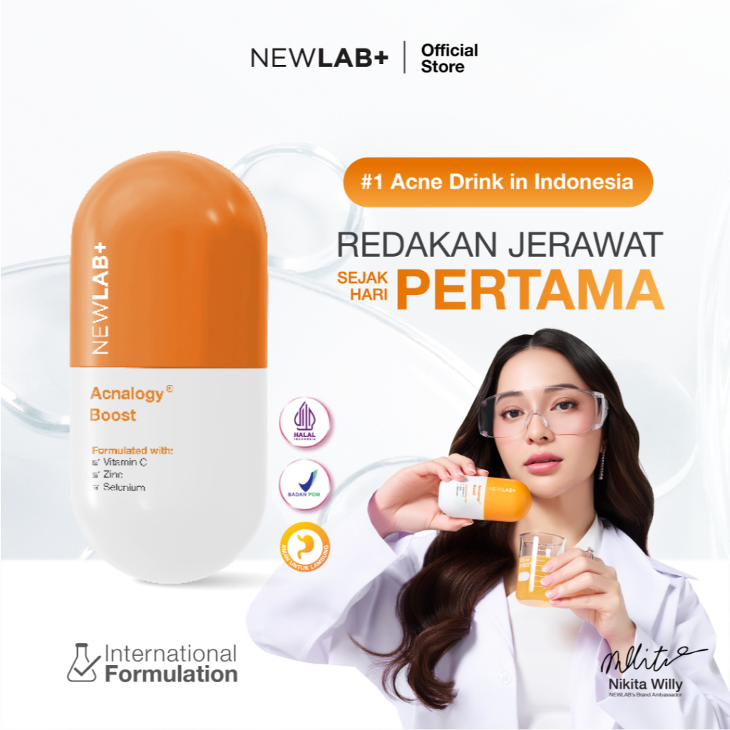 NEWLAB Acnalogy Boost | Acne Supplement | Obat Jerawat dan Bruntusan | Minuman untuk Meredakan Jeraw