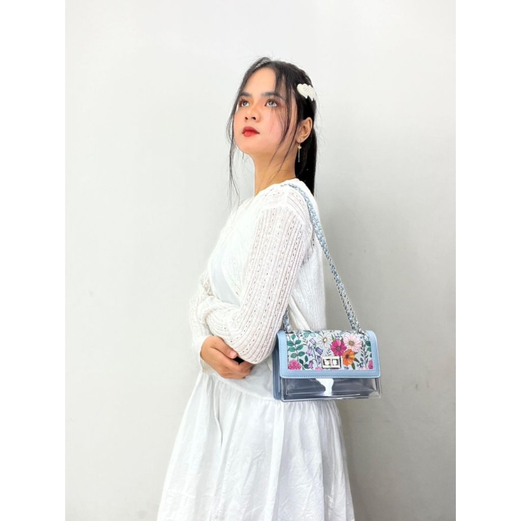 Tas Wanita Jelly Bag PVC Flap Floulder bag