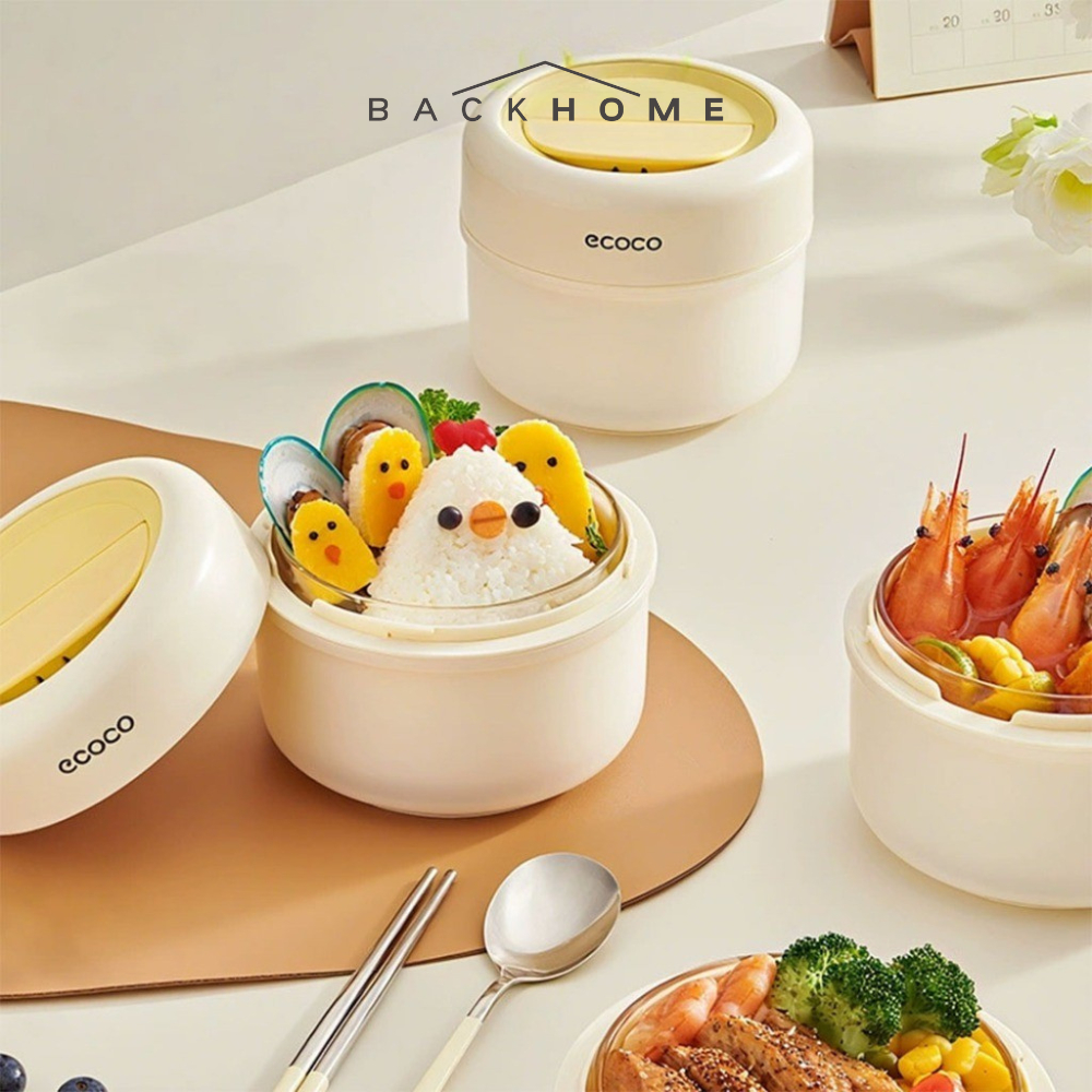 ECOCO Glass Insulated Lunch Box - Kotak Makan Kaca Berinsulas / Kotak Bekal Kaca Tahan Panas / Kotak