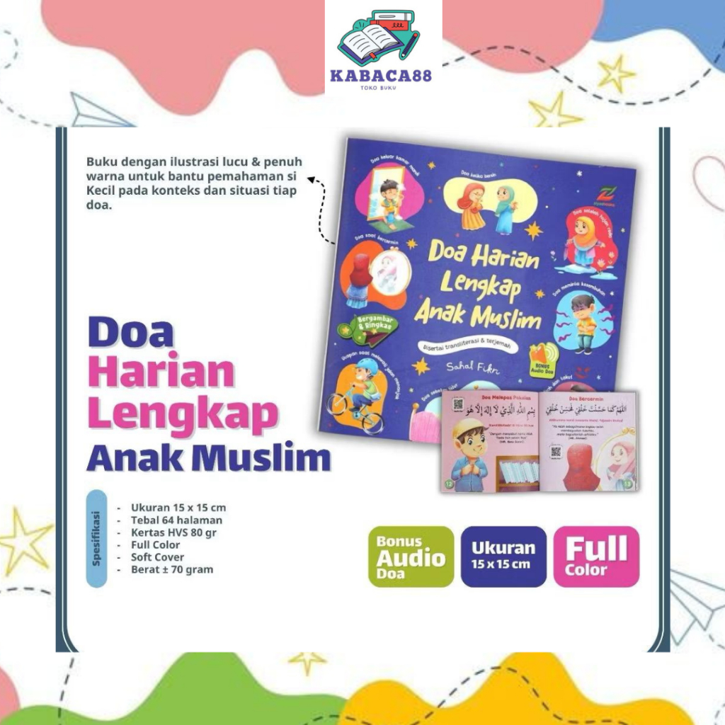 Ziyadbooks - Doa Harian Lengkap Anak Muslim - Buku Belajar Berdoa Keseharian dengan Gambar Menarik
