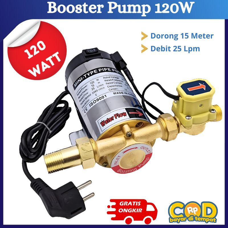 Pompa Pendorong Air Otomatis Booster Pump 120 Watt Pompa Pendorong Air Shower Kran Kamar Mandi