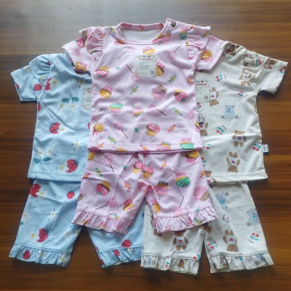 AYOMI | AYOMI SETELAN BAJU OBLONG RUFFLE SWEET BEARY | SETELAN BAJU SIZE S-L