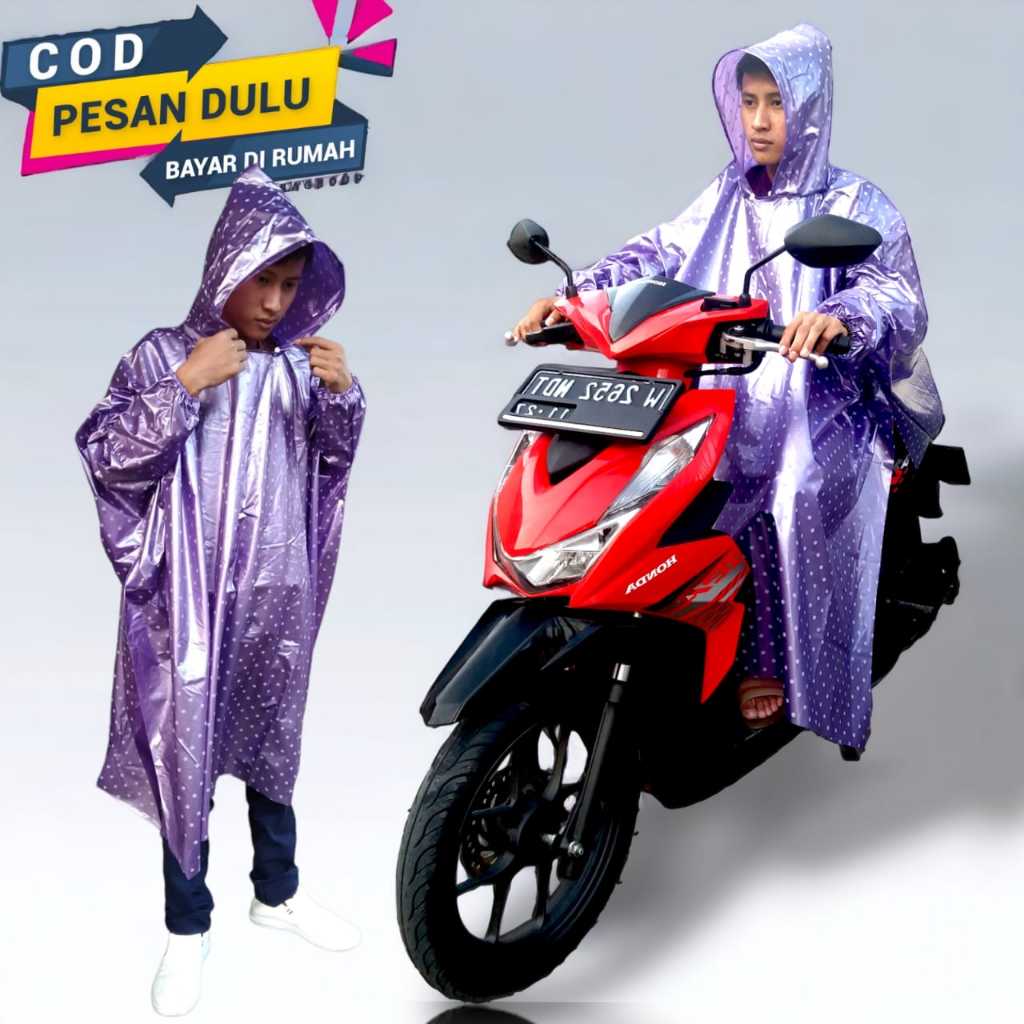 TASSTOREE   JAS HUJAN LENGAN MOTIF POLKADOT/ MANTEL PONCO LOWO DEWASA