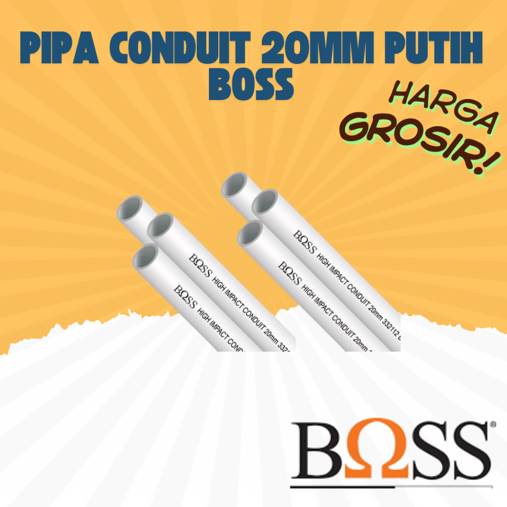 BOSS Pipa Conduit 20mm (2,9m) – Pipa Listrik PVC – Pipa Instalasi Listrik – Warna Putih