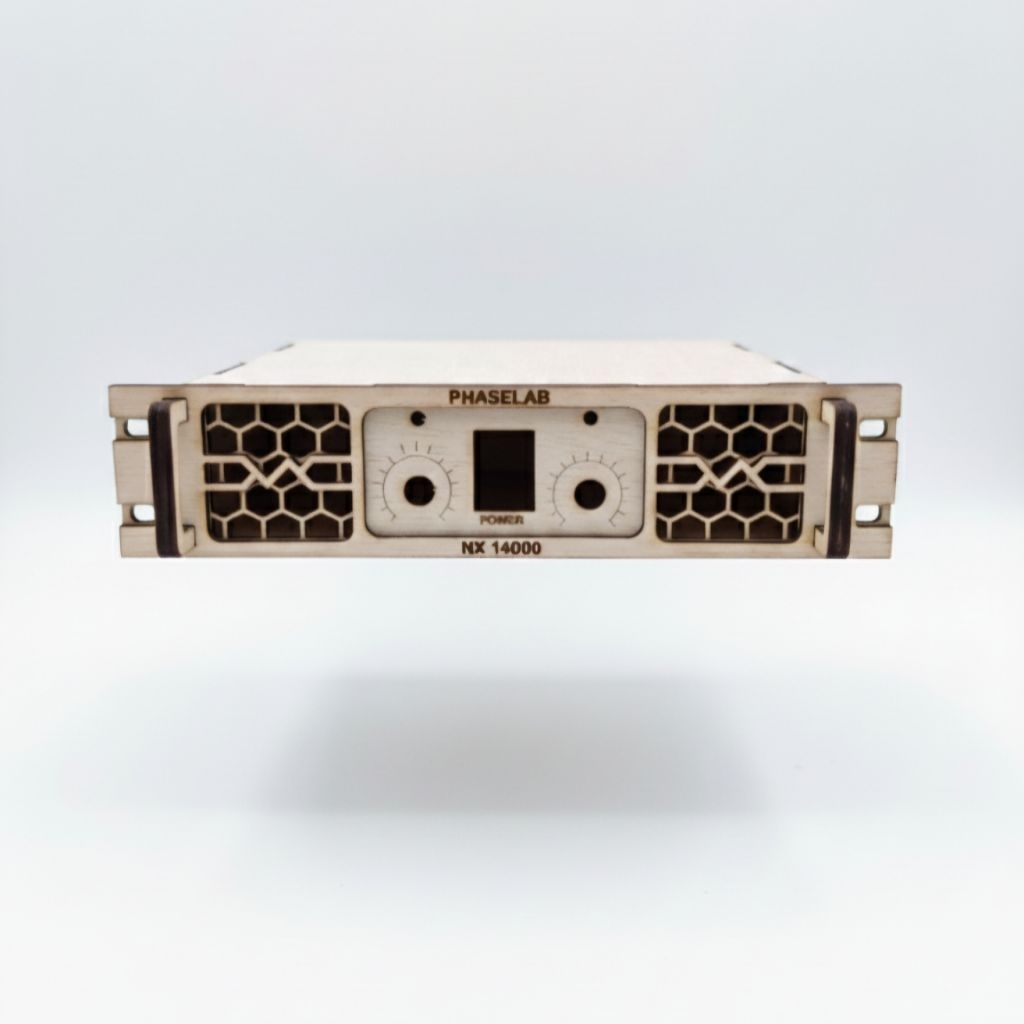 Box Mini Power Amplifier CNC Laser – Model Phaselab Mini 18×15×4 cm | Bahan Triplek 3mm | Casing Amp
