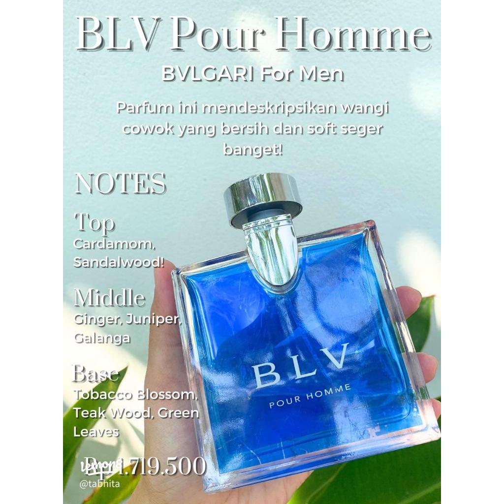 BLV Pour Homme blue for men Eau de toilette 100ml original Eropa - tanpa box  - reject