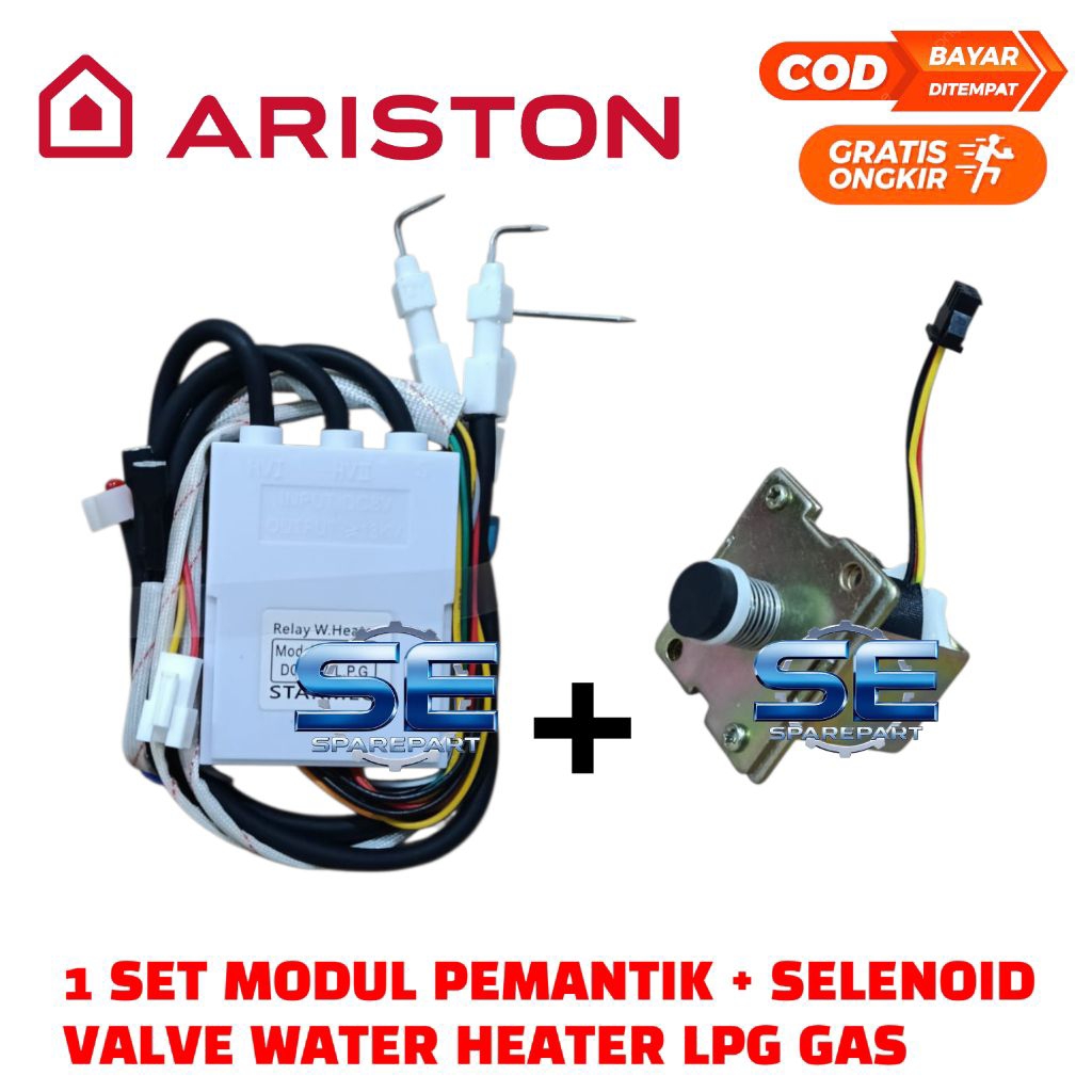 MODUL PEMANTIK ARISTON GAST R + SELENOID LPG GAS FAST R 1 SET PEMANAS AIR LPG GAS WATER HEATER
