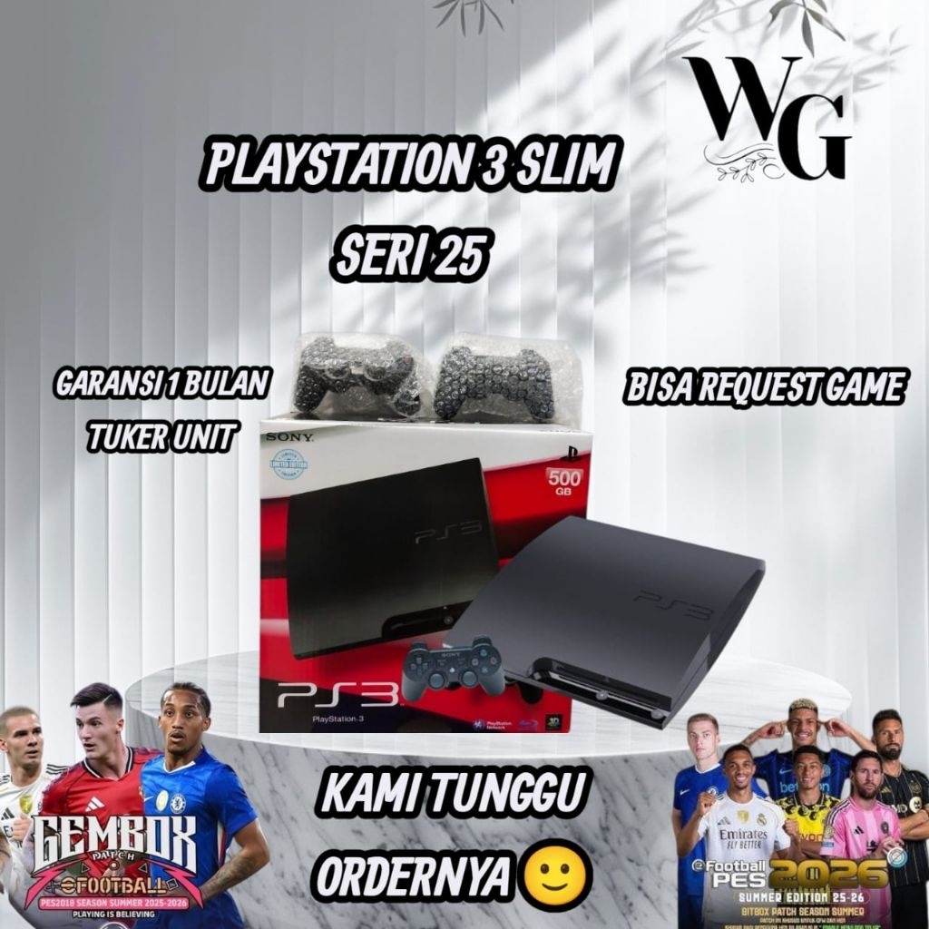 PLAYSTATION 3 SLIM/PS3 SLIM SERI 25XX HDD 160GB/250GB/500GB FREE GAME
