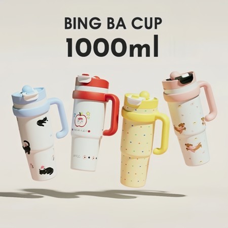 tumbler stainless botol minum aesthetic Gelas Es Berkapasitas Besar 1000ml dari Baja Tahan Karat 316