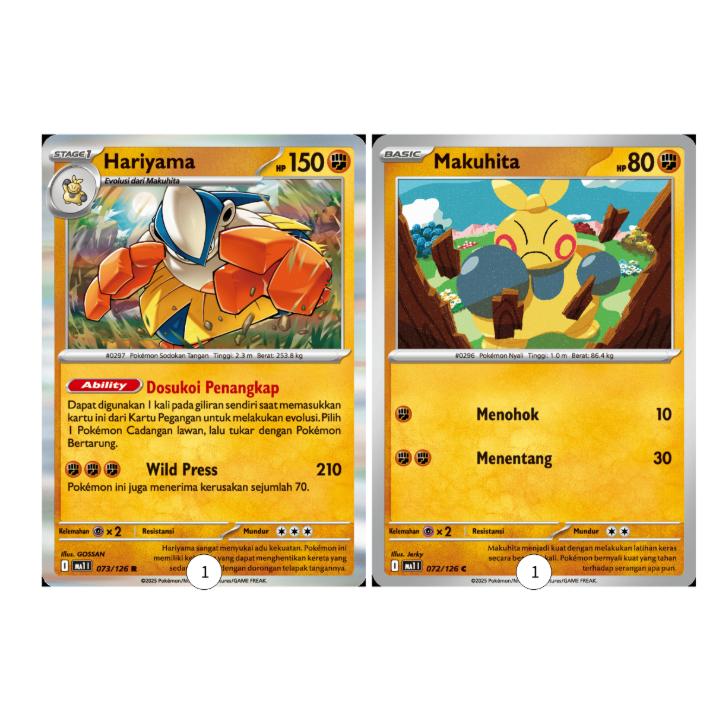 EVOLINE MAKUHITA X HARIYAMA SET STAPLE POKEMON ORIGINAL INDONESIA